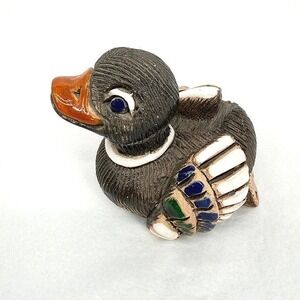 Artesania Rinconada Mallard Duck Figurine Handcrafted Uruguayan Pottery Art